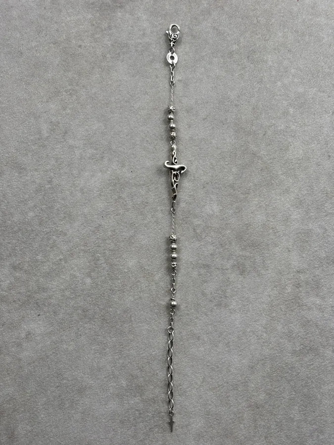 Cesare Paciotti Silver Sterling Beaded Dagger Bracelet kDXFiio 6
