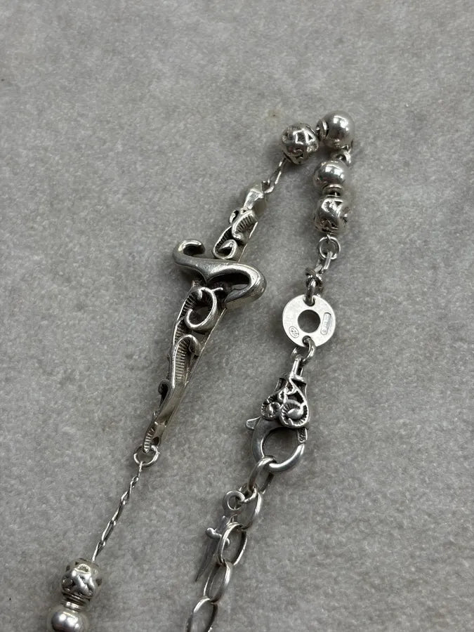 Cesare Paciotti Silver Sterling Beaded Dagger Bracelet kDXFiio 5