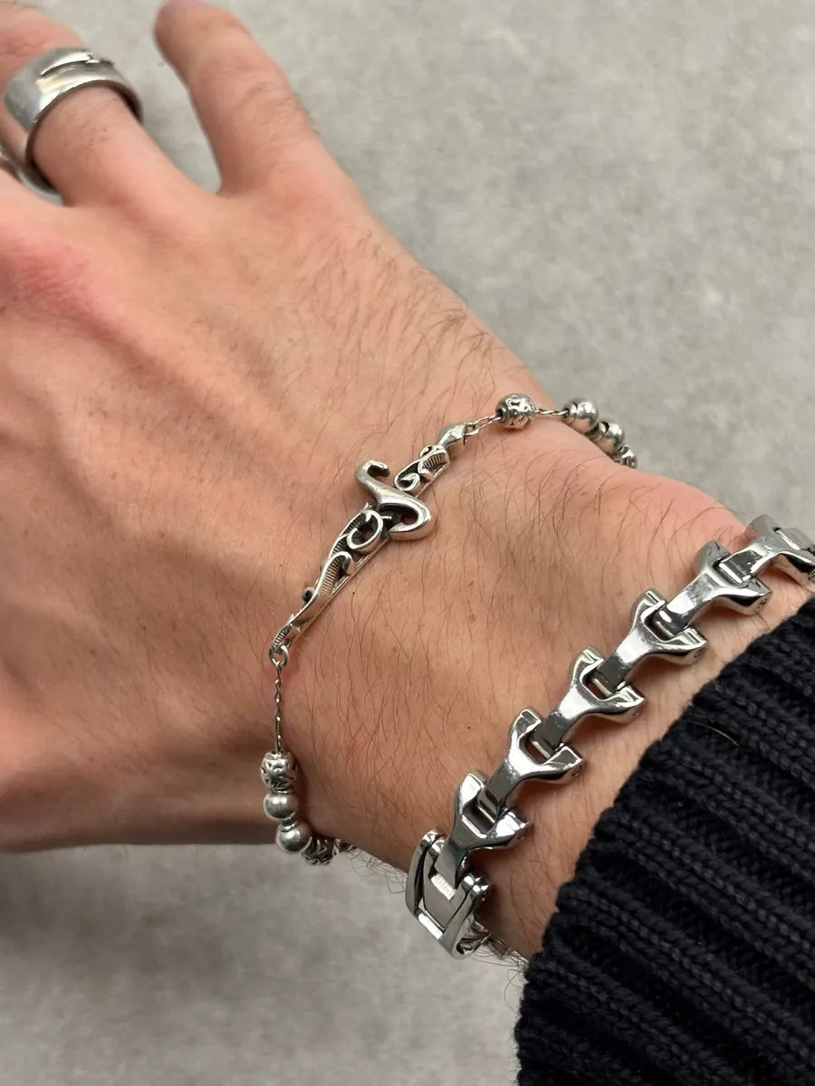 Cesare Paciotti Silver Sterling Beaded Dagger Bracelet kDXFiio 1