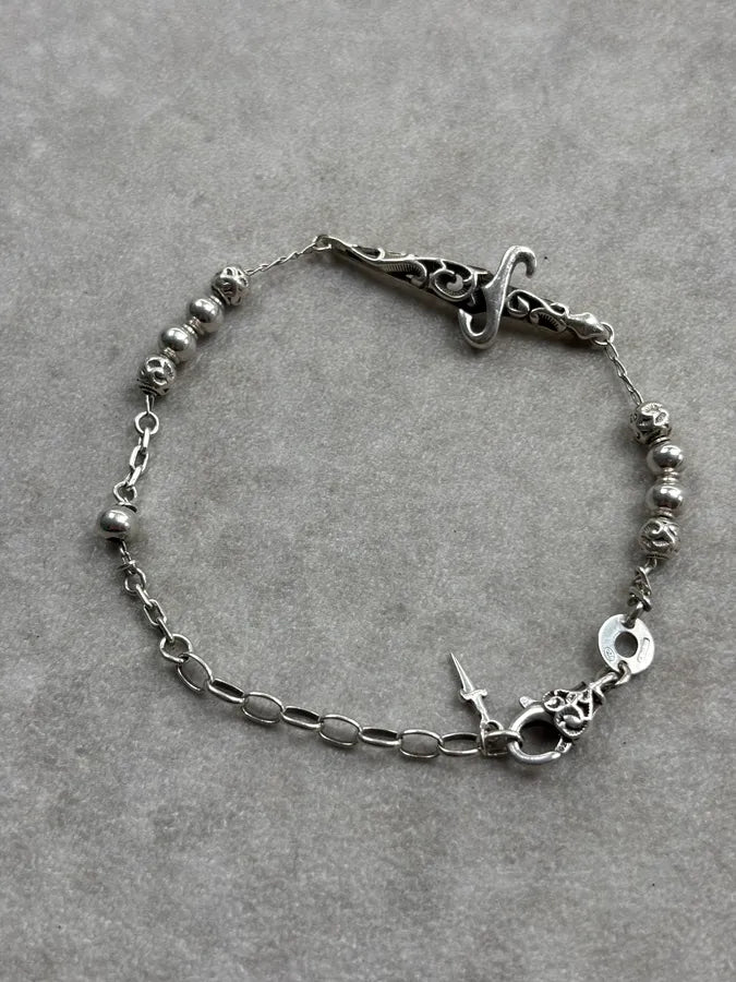Cesare Paciotti Silver Sterling Beaded Dagger Bracelet kDXFiio 3