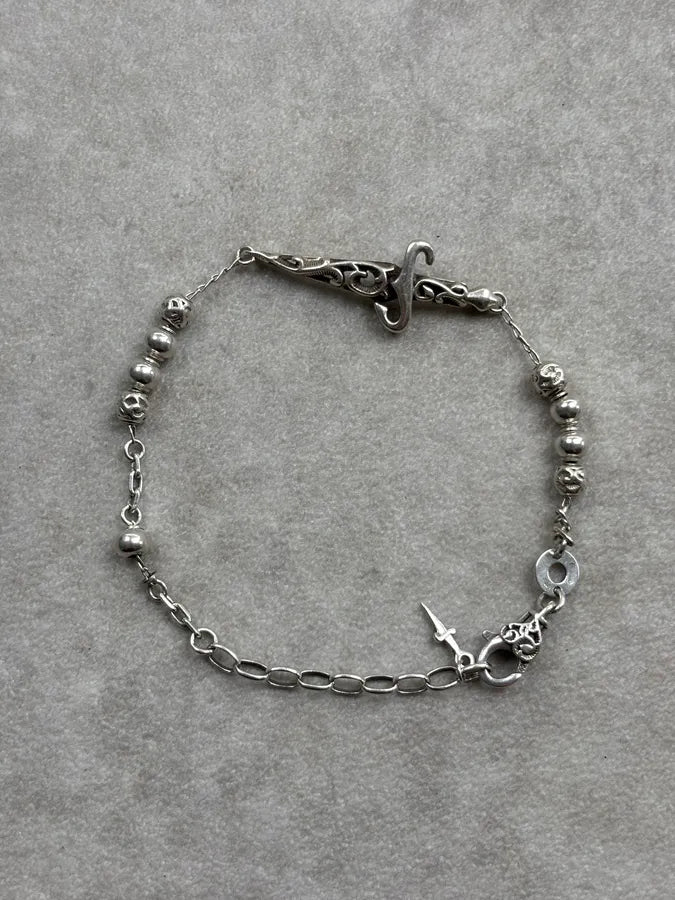 Cesare Paciotti Silver Sterling Beaded Dagger Bracelet kDXFiio 0