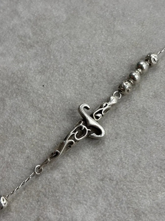 Cesare Paciotti Silver Sterling Beaded Dagger Bracelet kDXFiio 7