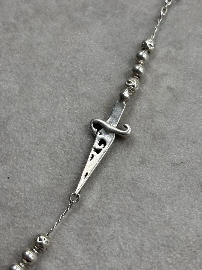 Cesare Paciotti Silver Sterling Beaded Dagger Bracelet kDXFiio 10