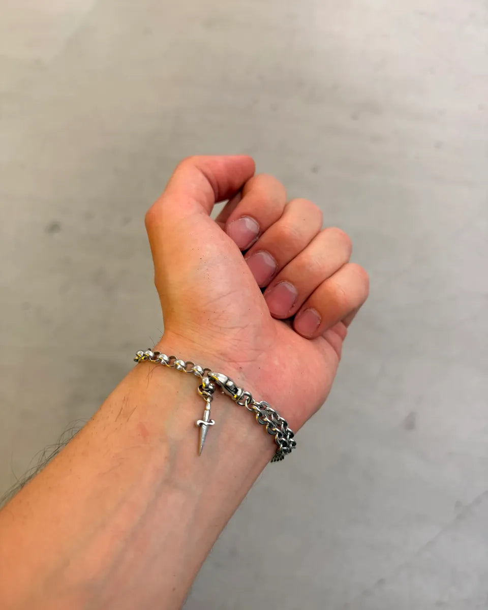 Cesare Paciotti Silver Sterling Silver Cross Plate Dual Chain Bracelet EodKaLp 2