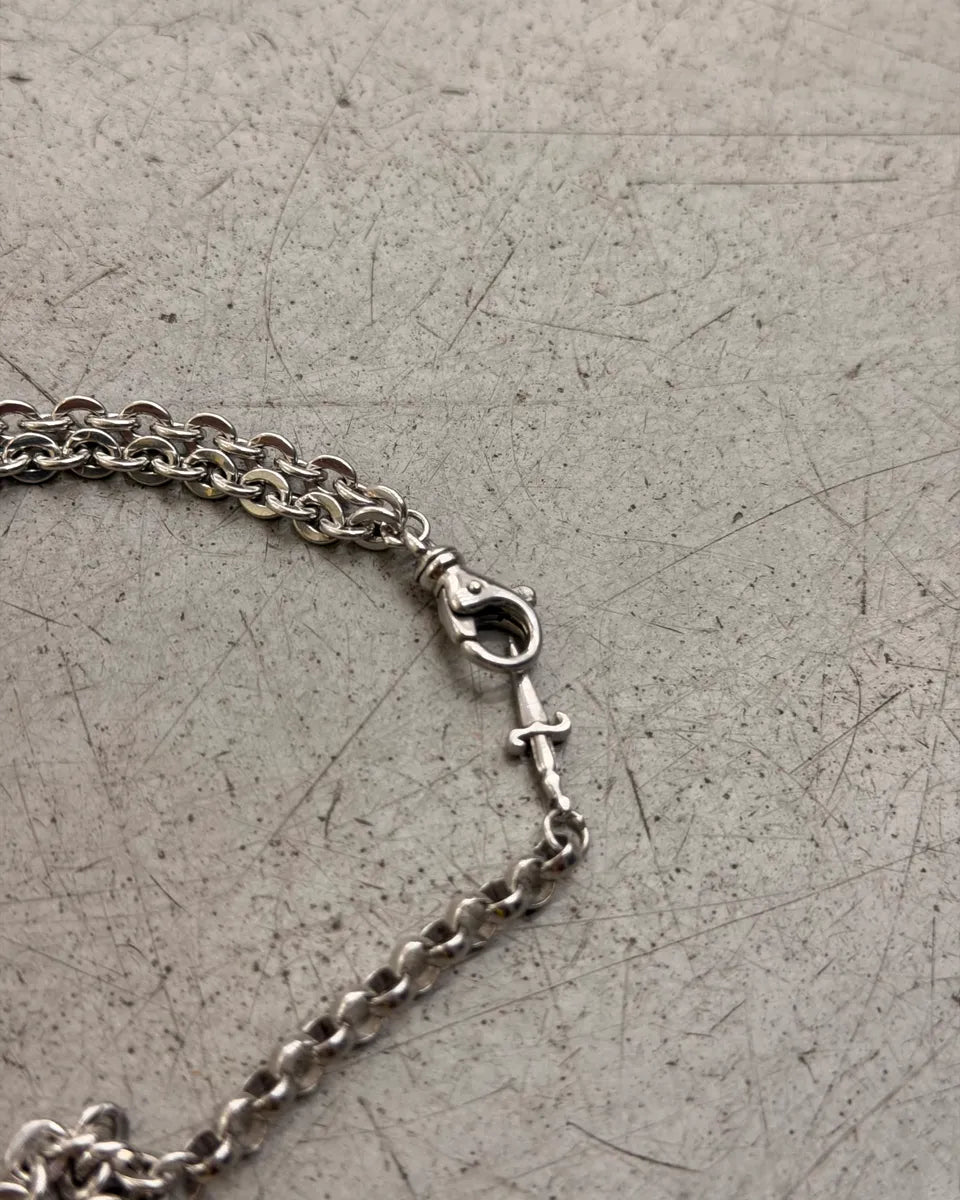 Cesare Paciotti Silver Sterling Silver Cross Plate Dual Chain Bracelet EodKaLp 7