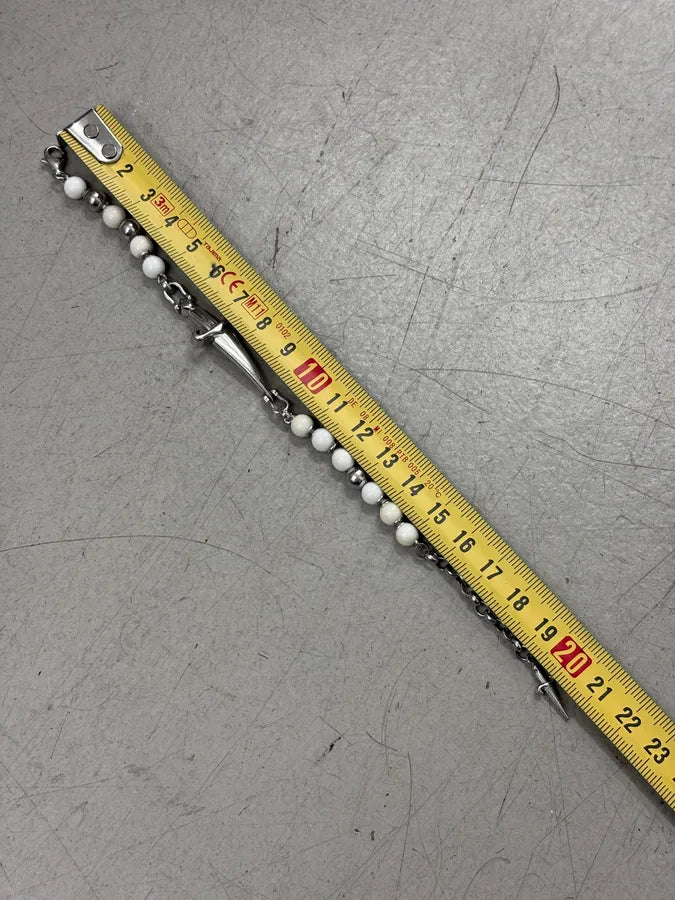 Cesare Paciotti Silver White Beaded Dagger Bracelet KYhJsNS 6