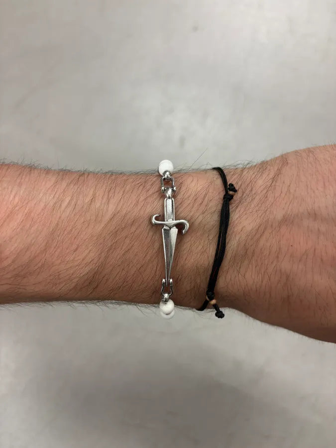 Cesare Paciotti Silver White Beaded Dagger Bracelet KYhJsNS 3