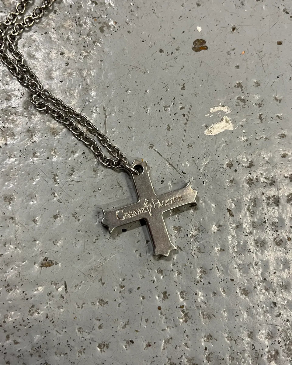 Cesare Paciotti Steel Double Chain Cross & Sword Necklace QTUvkEL 6