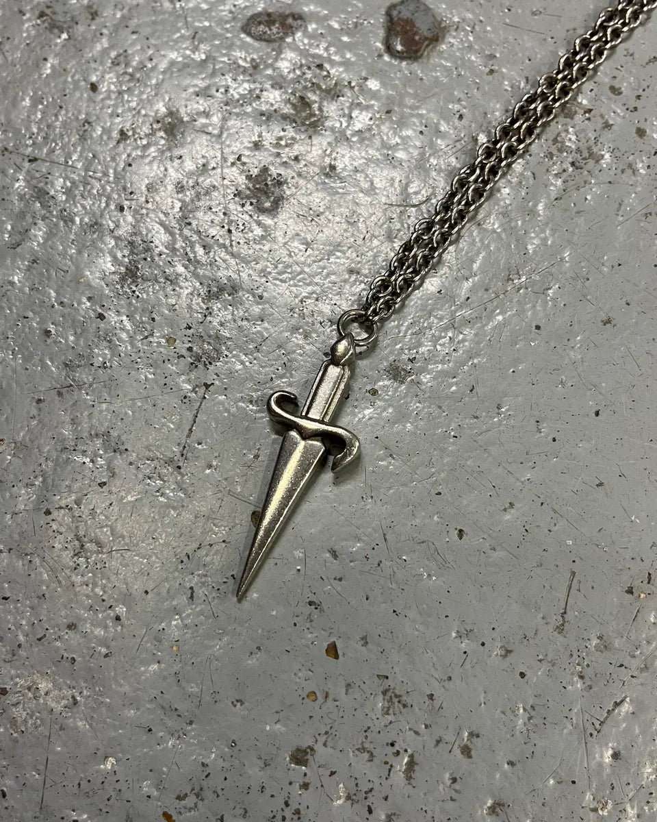 Cesare Paciotti Steel Double Chain Cross & Sword Necklace QTUvkEL 7