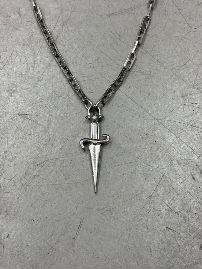 Cesare Paciotti Sterling Silver Chain Dagger Necklace alMHoGJ 3