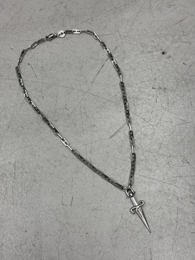Cesare Paciotti Sterling Silver Chain Dagger Necklace alMHoGJ 2