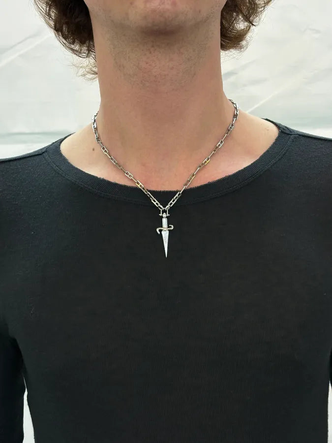 Cesare Paciotti Sterling Silver Chain Dagger Necklace alMHoGJ 1