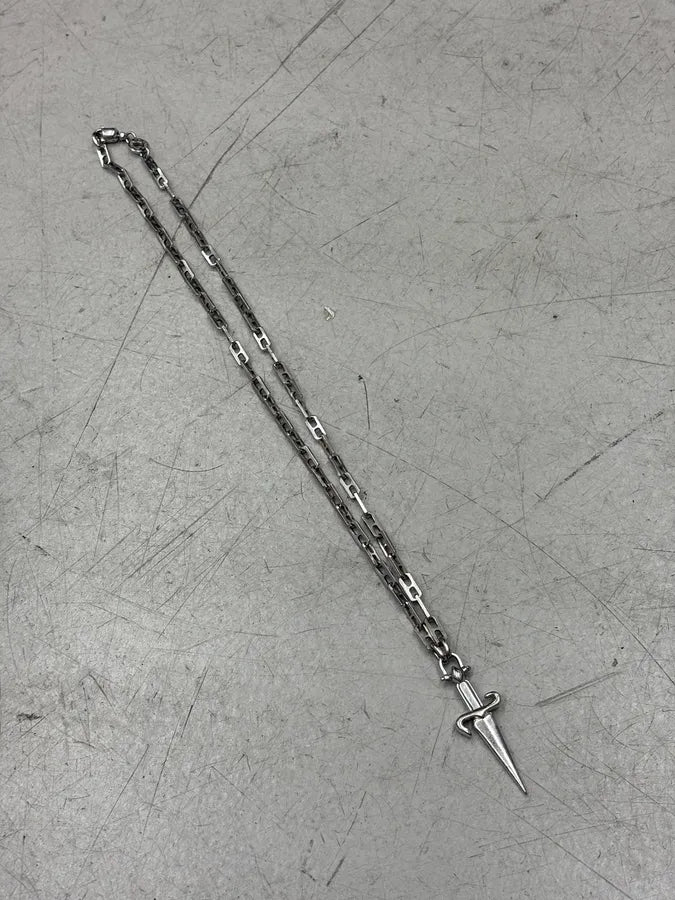 Cesare Paciotti Sterling Silver Chain Dagger Necklace alMHoGJ 4