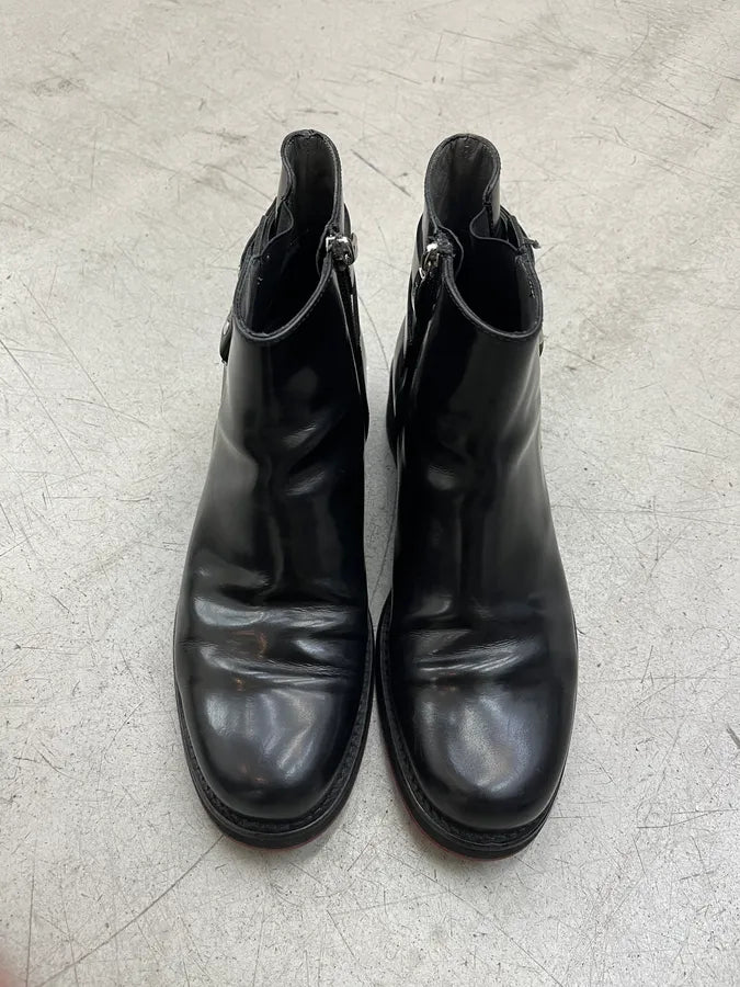 Cesare Paciotti Strap Studded Black Leather Boots cNNocXQ 4