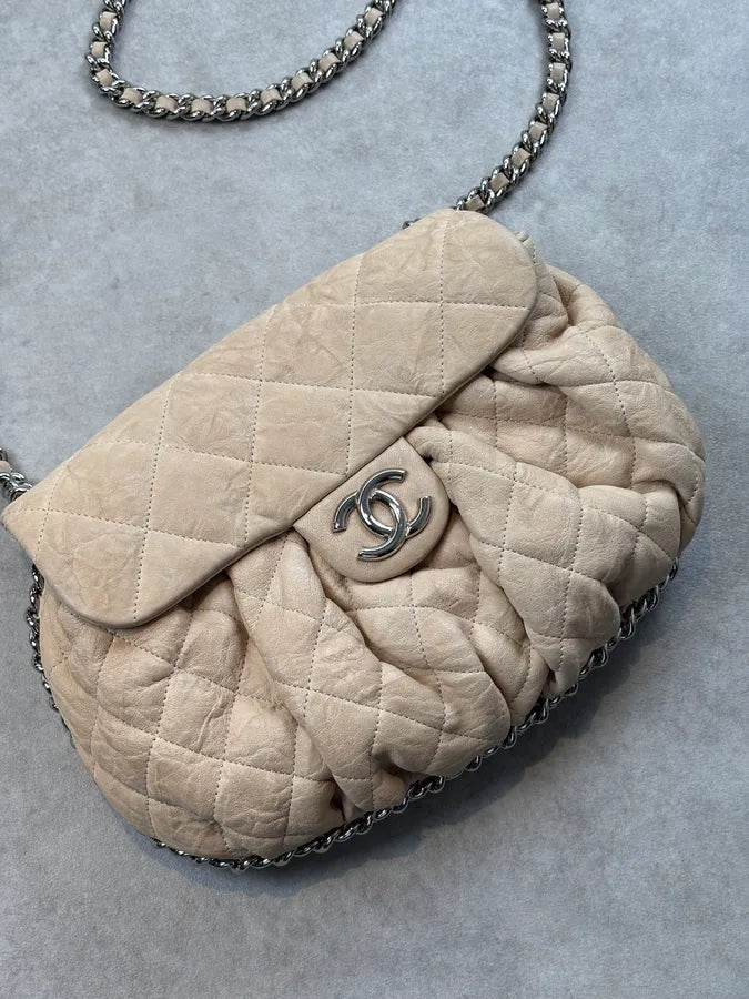 Chanel Beige Quilted Chain Shoulder Bag SzhlZuO 5