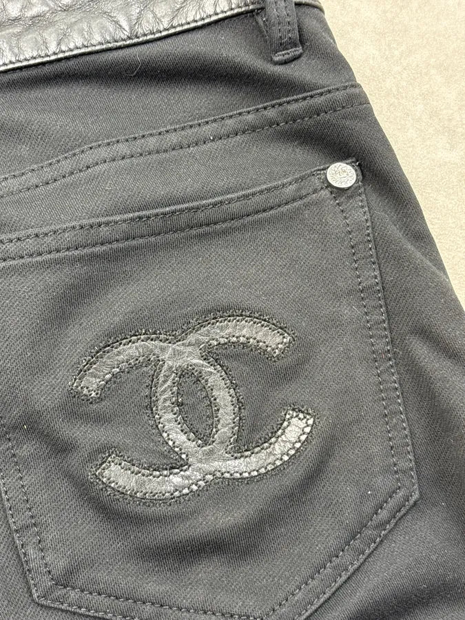 FW2011 Chanel Black Leather Studded Grid Pants bHWGkTE 7