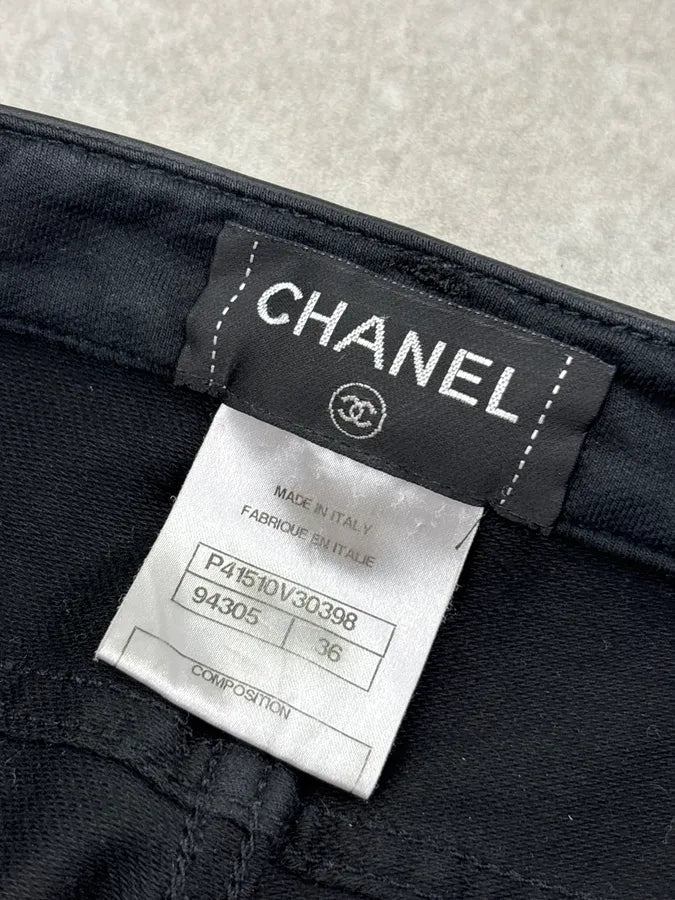 FW2011 Chanel Black Leather Studded Grid Pants bHWGkTE 8