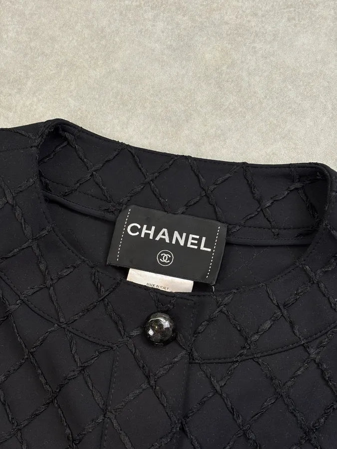 Chanel Black Diamond Quilted Cropped Jacket tOIXolg 3