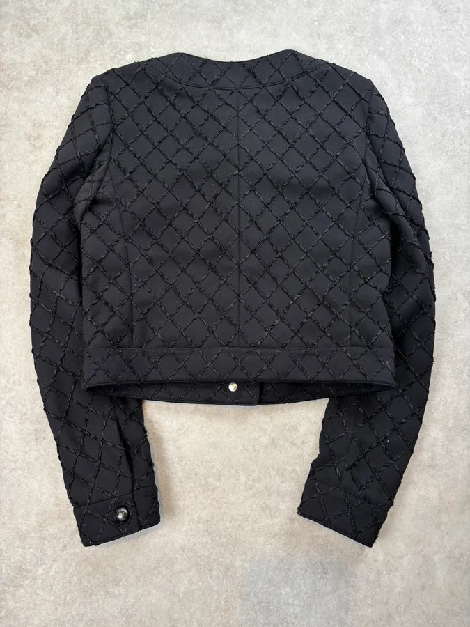 Chanel Black Diamond Quilted Cropped Jacket tOIXolg 4