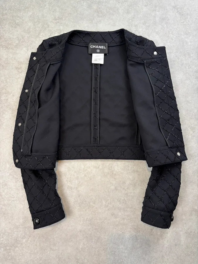 Chanel Black Diamond Quilted Cropped Jacket tOIXolg 6