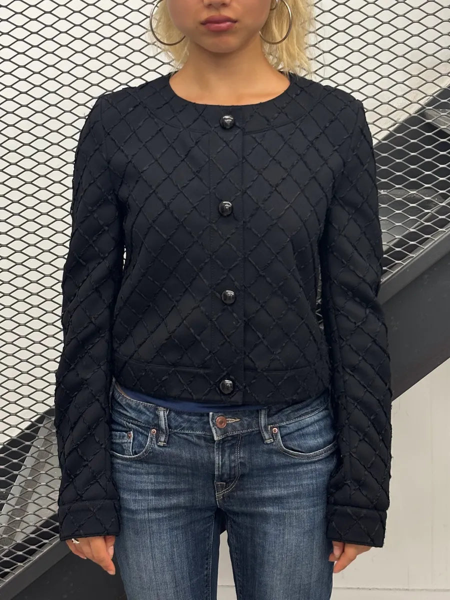 Chanel Black Diamond Quilted Cropped Jacket tOIXolg 1