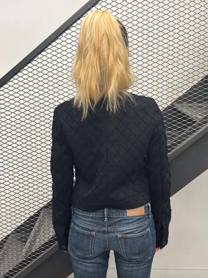 Chanel Black Diamond Quilted Cropped Jacket tOIXolg 2