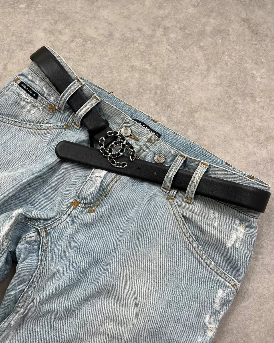Chanel Black Leather Logo Buckle Belt HWEvUdH 2