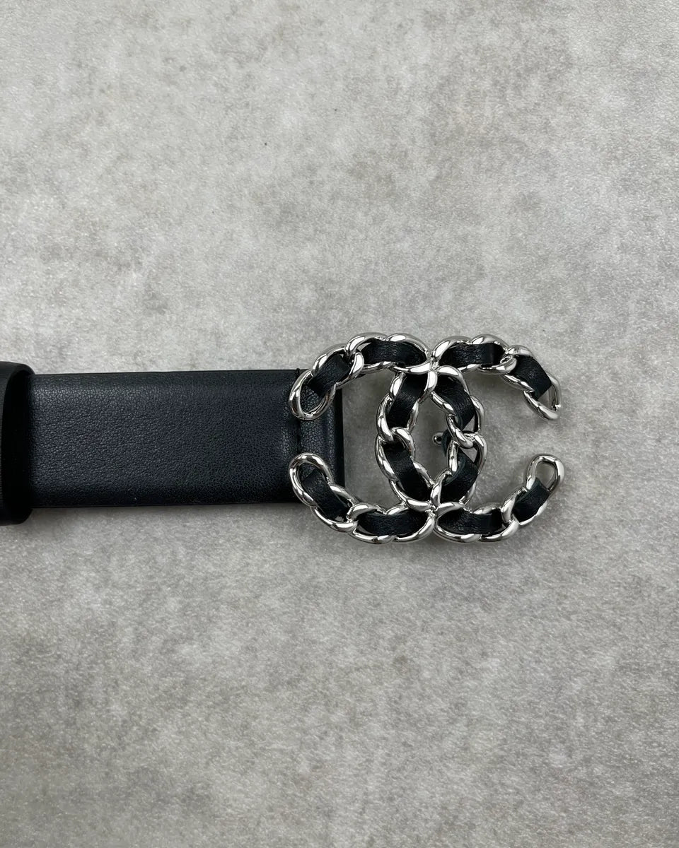 Chanel Black Leather Logo Buckle Belt HWEvUdH 4