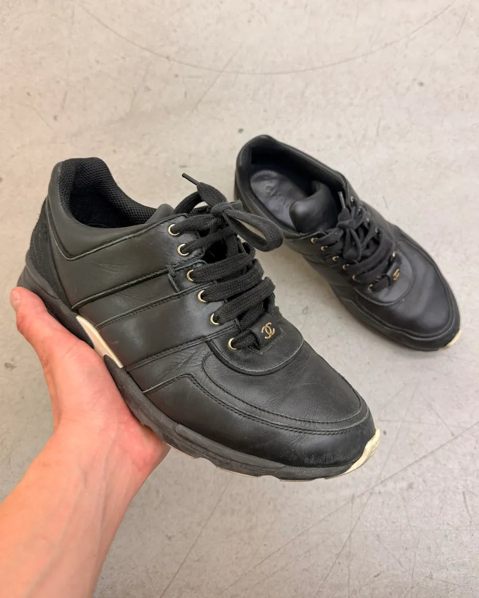 Chanel Black Leather Runners Sneakers psaUvlB 0