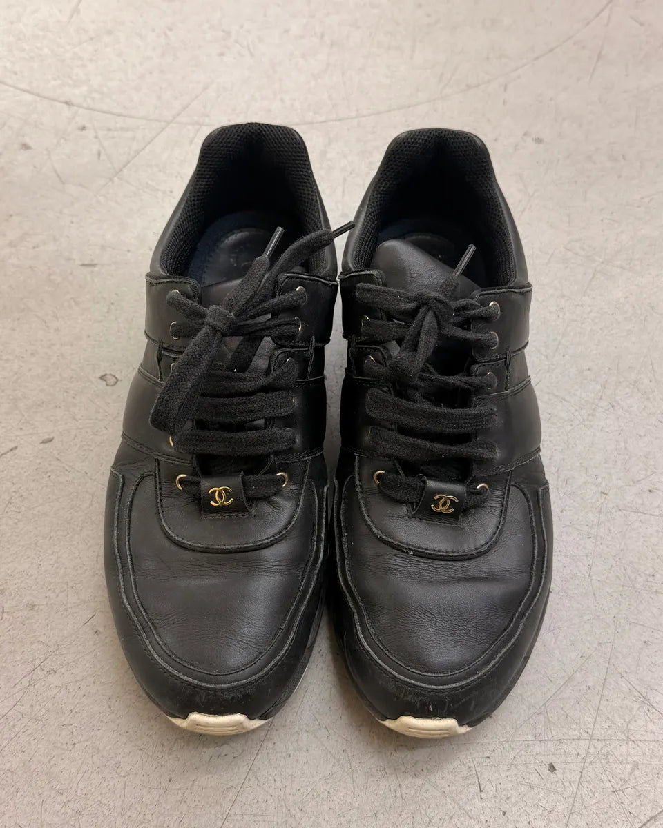 Chanel Black Leather Runners Sneakers psaUvlB 2