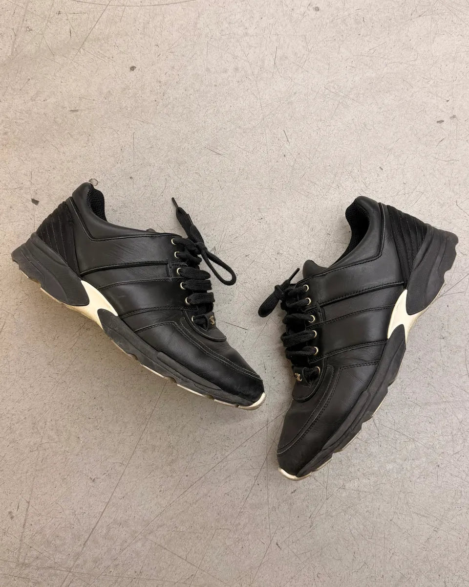 Chanel Black Leather Runners Sneakers psaUvlB 3