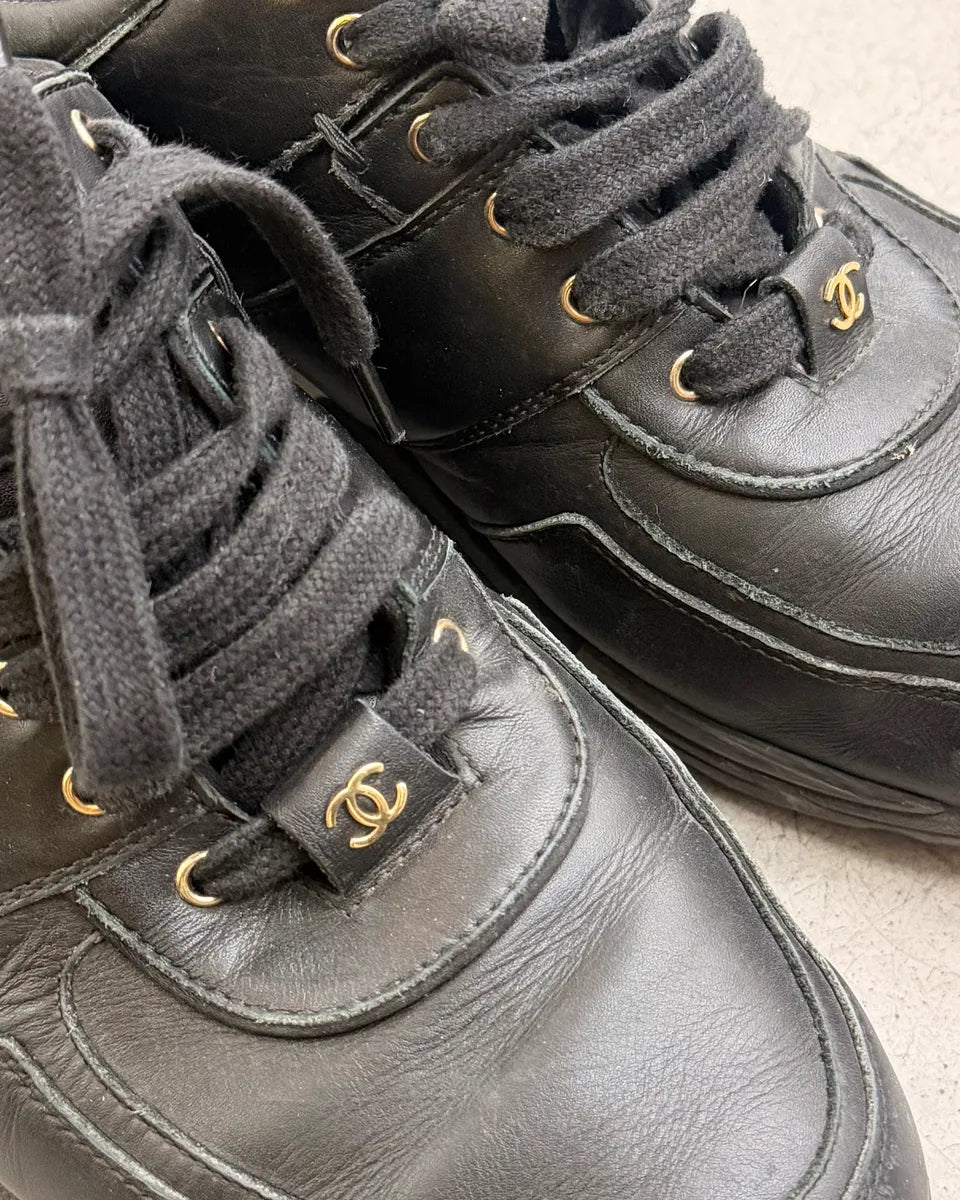 Chanel Black Leather Runners Sneakers psaUvlB 8