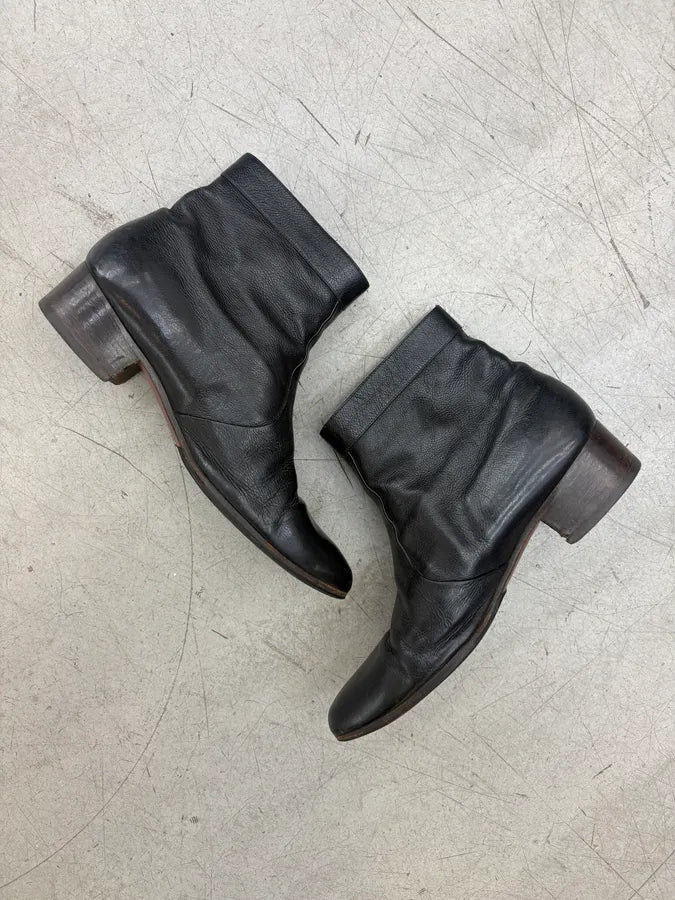 Chanel Black Leather Side Zip Boots YVoagOB 5