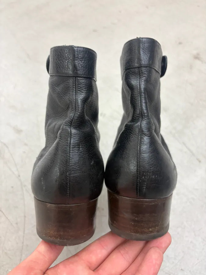 Chanel Black Leather Side Zip Boots YVoagOB 6