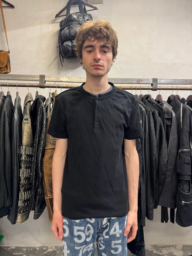 Chanel Black Short Sleeves Henley Tee-Shirt (S) xUdxPsF 2