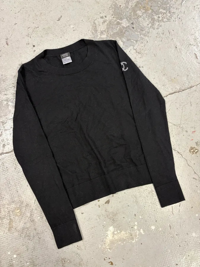 Chanel Black Uniform Logo Sweater (S) iSYOlkV 4