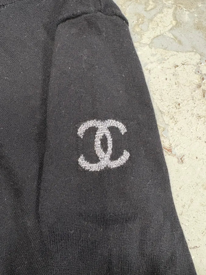 Chanel Black Uniform Logo Sweater (S) iSYOlkV 7