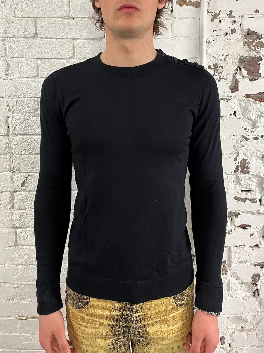 Chanel Black Minimalist Buttoned Classy Sweater  cDNkHqI 1