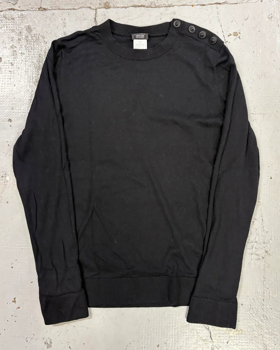 Chanel Black Minimalist Buttoned Classy Sweater  cDNkHqI 0