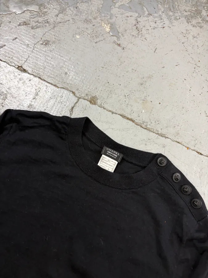 Chanel Black Minimalist Buttoned Classy Sweater  cDNkHqI 4