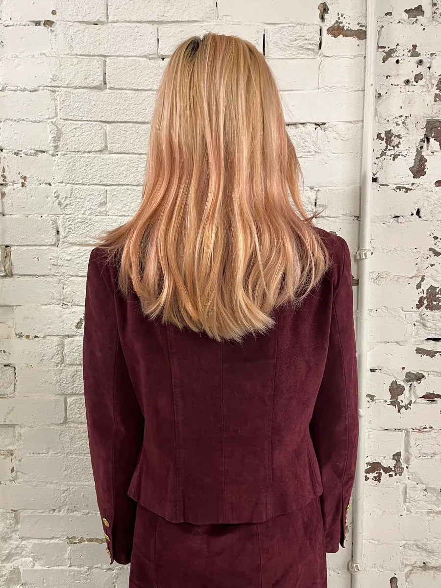 Chanel Bordeaux Suede Double-Breasted Blazer FNkWEPN 2