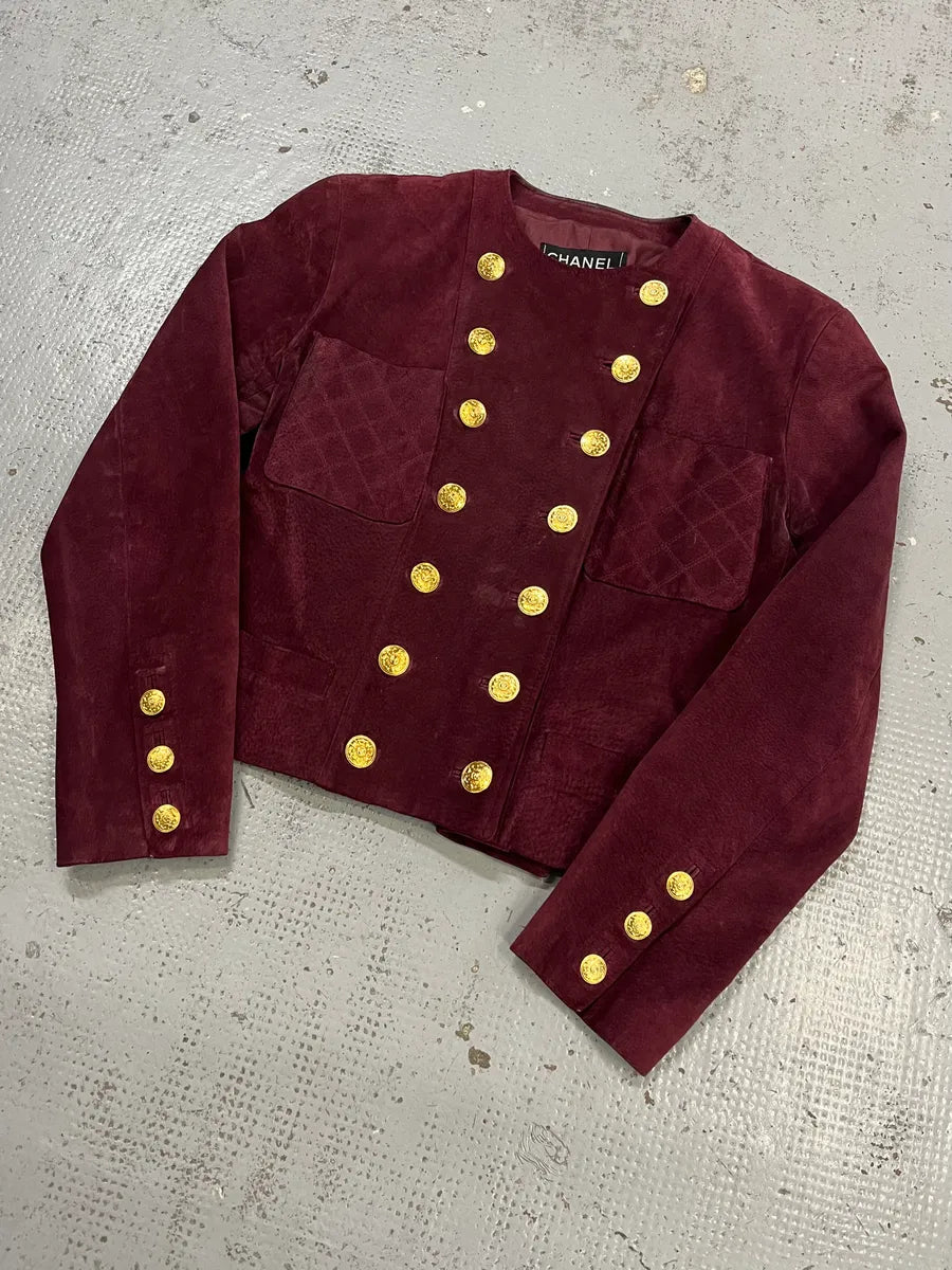 Chanel Bordeaux Suede Double-Breasted Blazer FNkWEPN 3