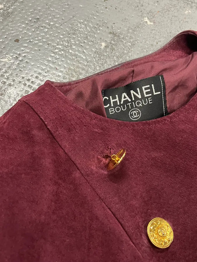Chanel Bordeaux Suede Double-Breasted Blazer FNkWEPN 7