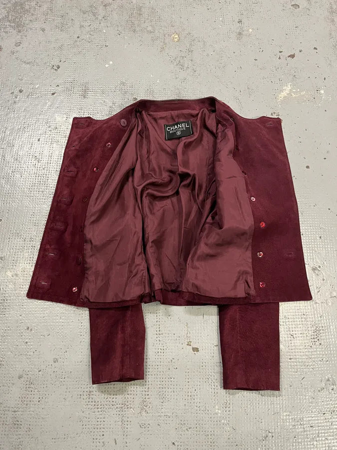 Chanel Bordeaux Suede Double-Breasted Blazer FNkWEPN 8