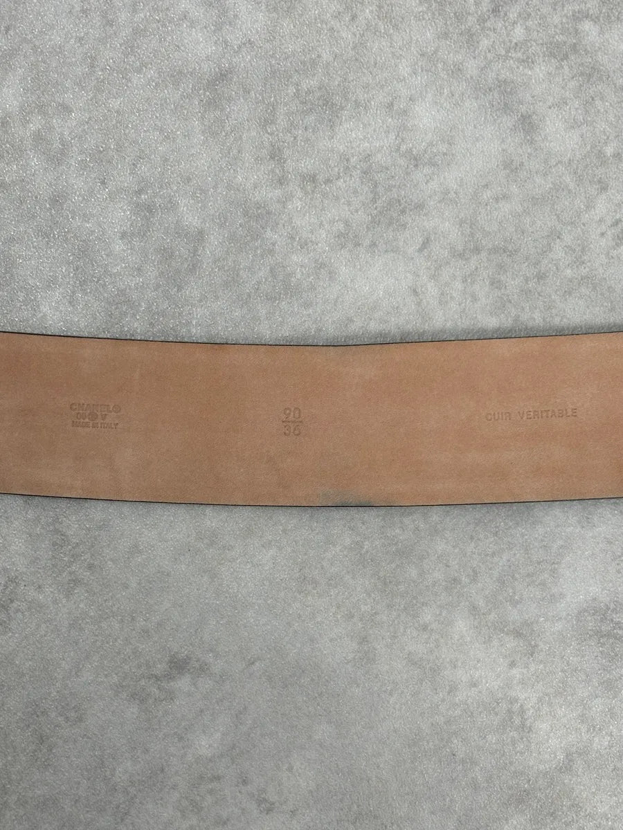 Chanel Brown Leather Gold-Tone Buckle Belt DmElAVN 7