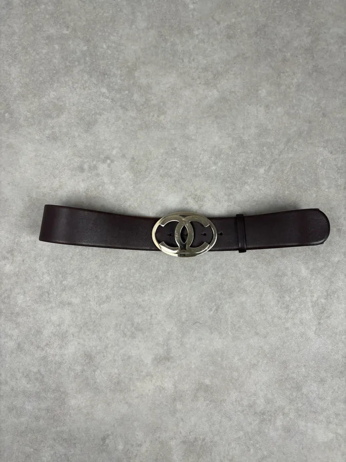 Chanel Brown Leather Gold-Tone Buckle Belt DmElAVN 2