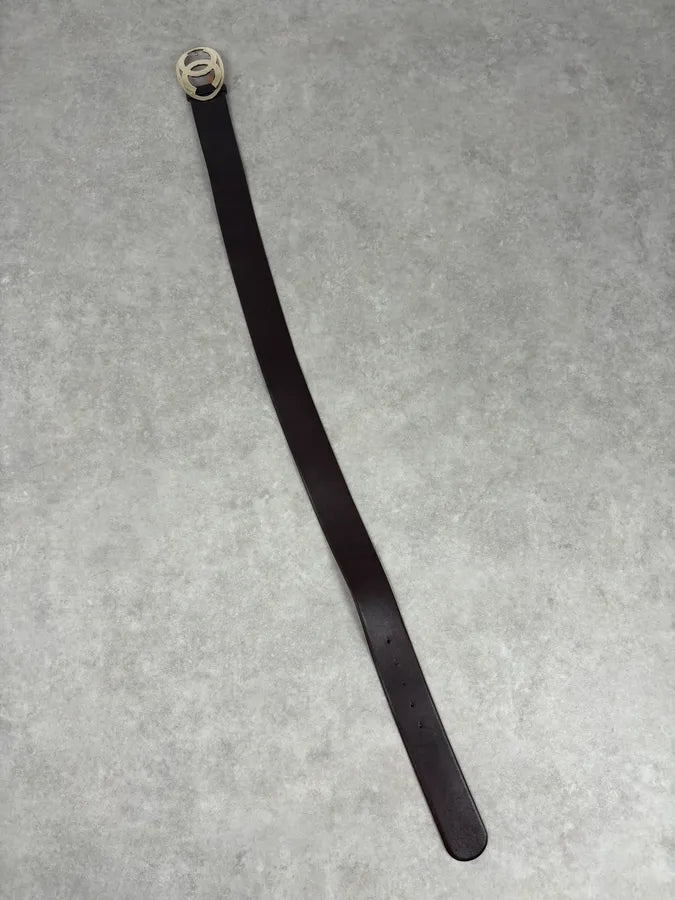 Chanel Brown Leather Gold-Tone Buckle Belt DmElAVN 8