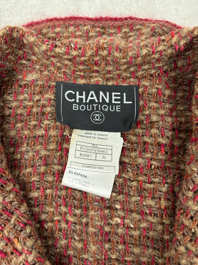 Chanel Burgundy Wool Tweed Contrast Trim Blazer VHVqpXO 10