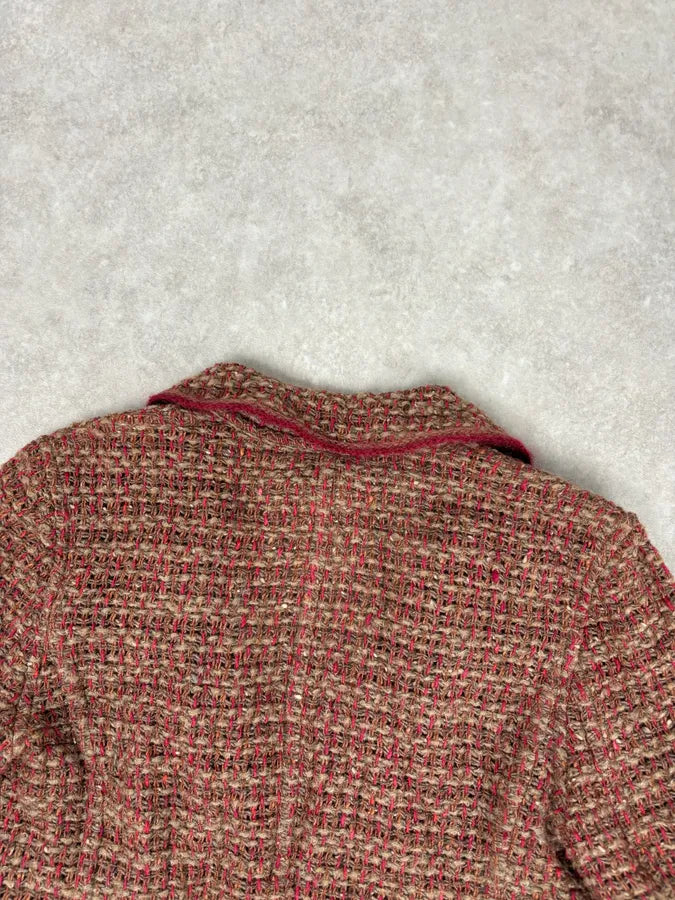 Chanel Burgundy Wool Tweed Contrast Trim Blazer VHVqpXO 5