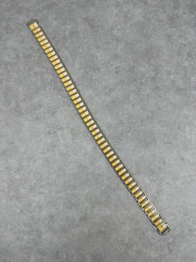 Chanel Cream & Yellow Steel And Leather Belt dYddPMA 7